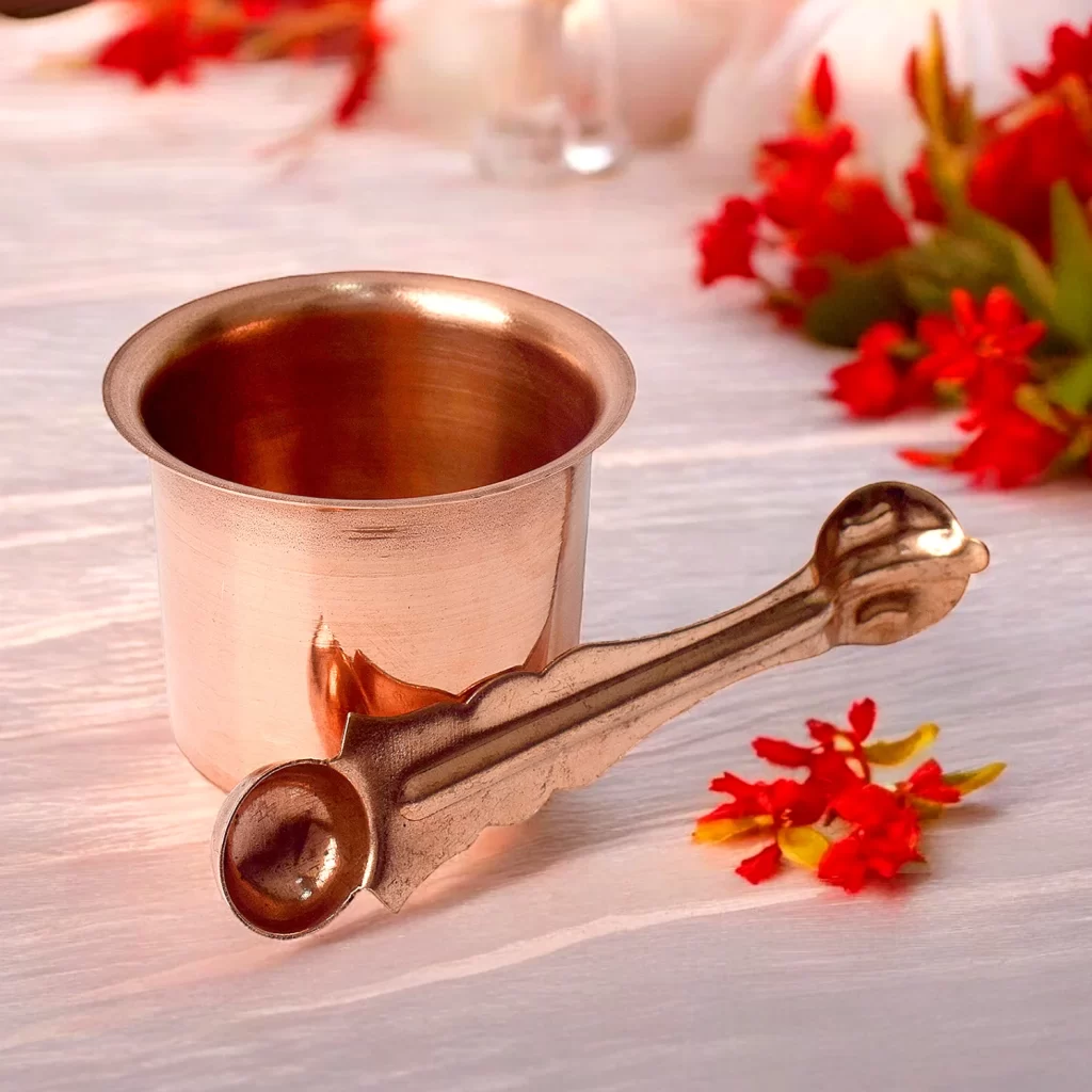 premium pure copper panch patra set